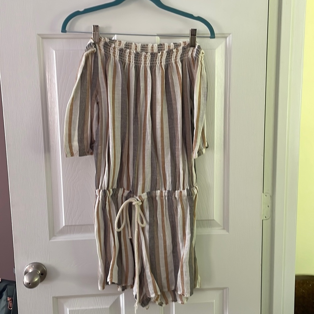 Striped tan romper